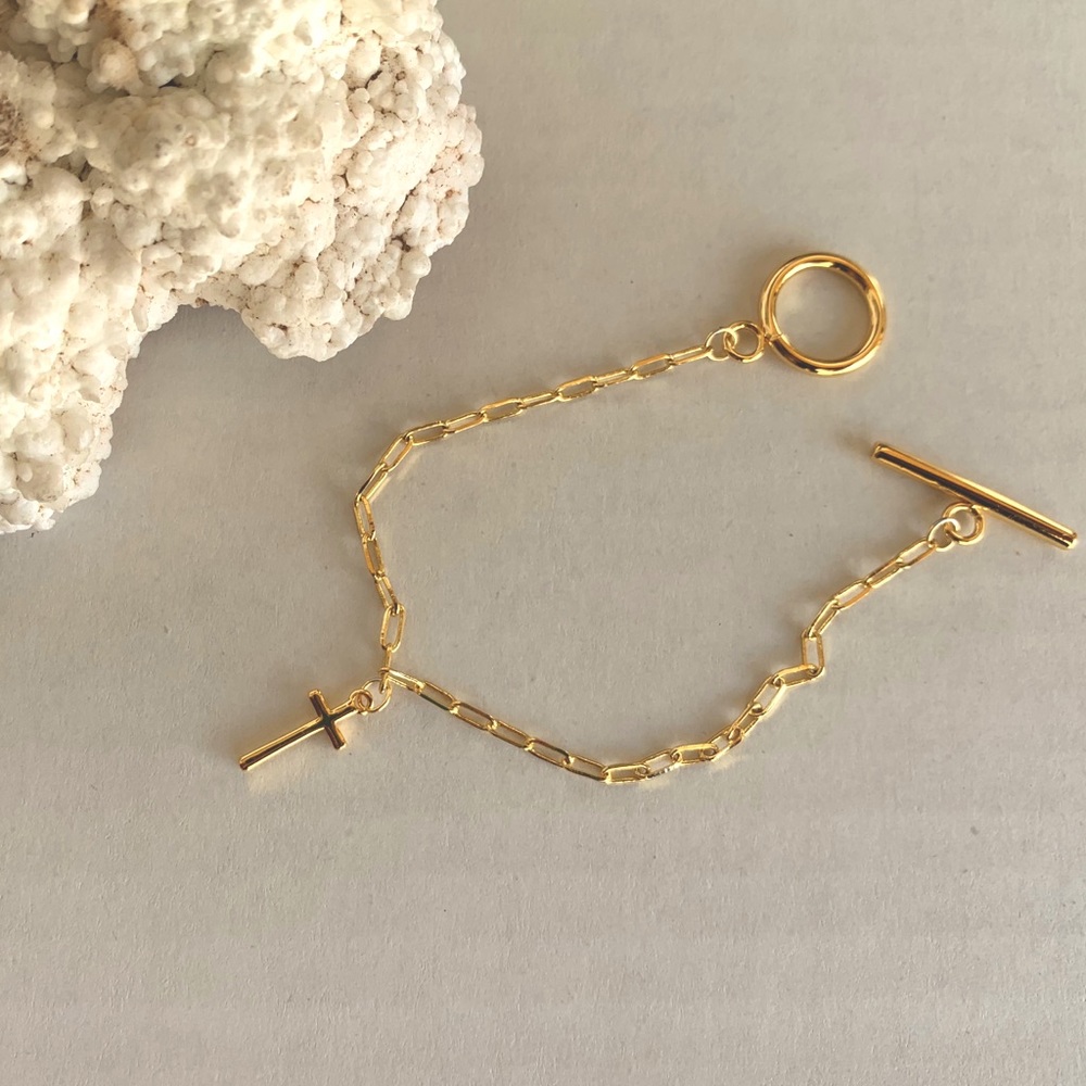 18k CROSS chain toggle bracelet